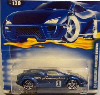Hot Wheels 2001 1:64 Scale Blue 25th Anniversary Lamborghini Countach #130 1:64 Scale Collectible Die Cast Car: Toys & Games