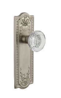 Nostalgic Warehouse MEARCC 22 SN Double Dummy Meadows Plate with Round Clear Crystal Knob and without Keyhole, Satin Nickel   Doorknobs  