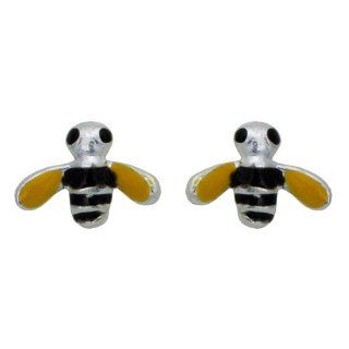 Tomas Sterling Silver Enamel Post Earrings   Bumble Bee: Jewelry