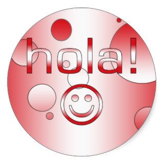 Peruvian Gifts : Hello / Hola + Smiley Face Round Sticker