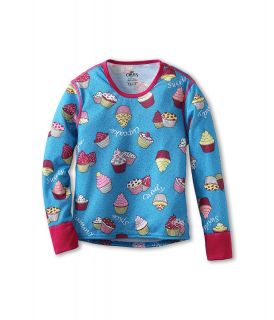 Hot Chillys Kids Midweight Print Crew Girls Clothing (Blue)