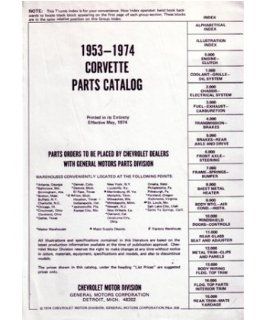 1953 1971 1972 1973 1974 Corvette Parts Numbers Book List Guide Interchange OEM: Automotive