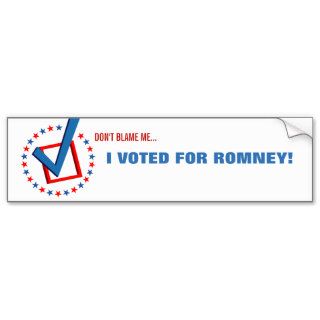 Anti Obama I Voted for Romney Republican Political Bumper Stickers