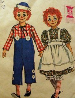 McCalls 7223 Raggedy Ann and Andy Boys and Girls Costume Sewing Pattern Including Wig Masks Vintage : Other Products : Everything Else