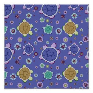 Flowers and Hearts Turtle Pattern Print