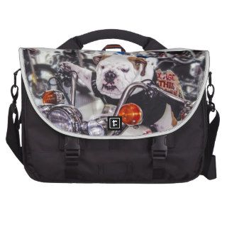 Bulldog on Motorcycle Laptop Bags