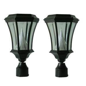 Gama Sonic Victorian 6 Light 15 in. Outdoor Black Solar Post Lamp with 3 in. Fitter Mount (2 Pack) DISCONTINUED GSG2 94F BK