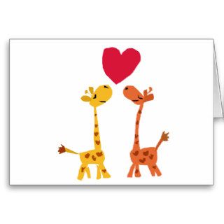 VW  Funny Giraffe Love Cartoon Greeting Cards