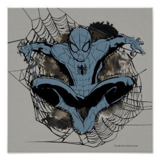 Spider Man in Web (Rough Paint) Print