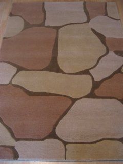 Teppich "Steinmuster"   handgetuftet beige braun 122 x 168 cm: Küche & Haushalt