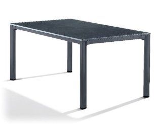 Sieger 1780 55 Exclusiv Tisch mit Puroplan Platte 165 x 95 cm, Aluminium Gestell eisengrau,Tischplatte Schieferdekor anthrazit: Garten