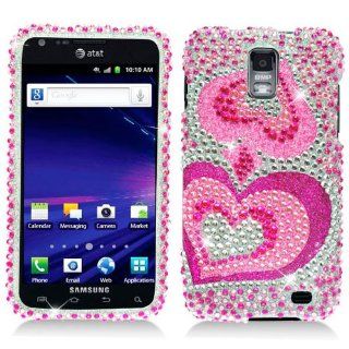 Hard Plastic Snap on Cover Fits Samsung I727 Skyrocket Pink Heart Full Diamond AT&T: Cell Phones & Accessories