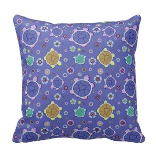 Flowers and Hearts Turtle Pattern Pillow