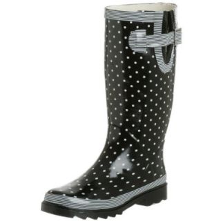 Chooka Women's Classy Classic Rain Boot, Black/White, 10 M: Shoes