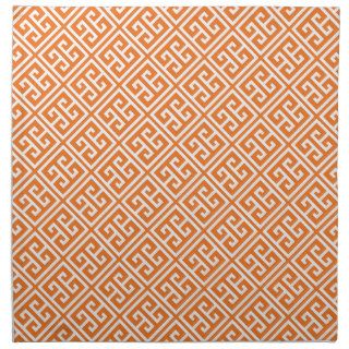 Tangerine Orange Greek Key Pattern Printed Napkins