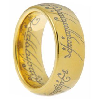 8mm Gold Tungsten Carbide Lord of the Rings Men Ring Band Size (14.5) Jewelry