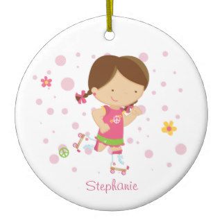 Cute roller skater girl personalized ornament