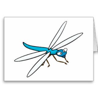 Cute Blue Dragonfly Cartoon Cards