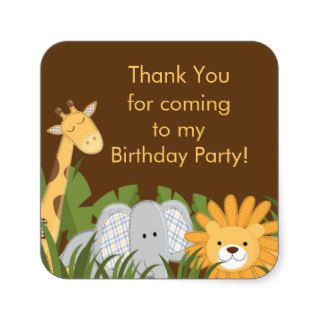 Cute Safari Jungle Birthday Party Square Sticker