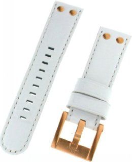 TW Steel CEB109 WHITE strap WHITE Stitches with PVD rose gold plated clasp for CEO Canteen CE1035 CE1036 CE1017 to CE1020 models: Watches