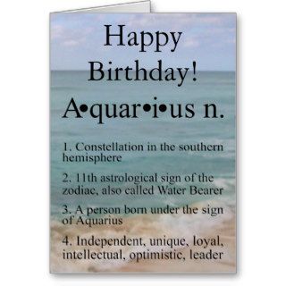 Beach Astrology Zodiac Aquarius Birthday Card