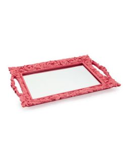 Medium Swirl Mirror Tray, Pink
