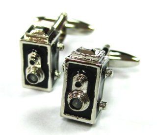 Black Retro Voigtlnder Brillant Twin Lens Reflex Camera Enthusiast Film Cufflinks Cuff Links: Camera Voiglander: Jewelry