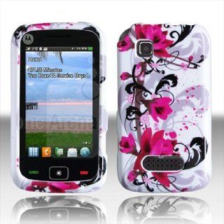 Motorola EX124G EX 124G White with Red Floral Flowers Black Vines Design Snap On Hard Protective Cover Case Cell Phone: Cell Phones & Accessories