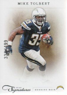 2011 Panini Prime Signatures Football #127 Mike Tolbert #'d 338/499 San Diego Chargers NFL Trading Card: Sports Collectibles