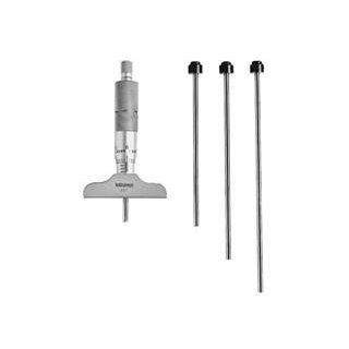 Series 129 Depth Micrometers   0 4" depth micrometer w/4 rods 2 1/2" base: Depth Gauges: Industrial & Scientific