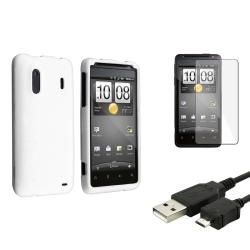 White Rubber Case/ Screen Protector/ Cable for HTC EVO Design 4G BasAcc Cases & Holders