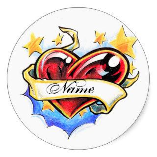 Cool Heart with Name tattoo sticker