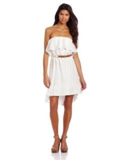 My Michelle Juniors Lace High Low Dress, White, Large at  Womens Clothing store
