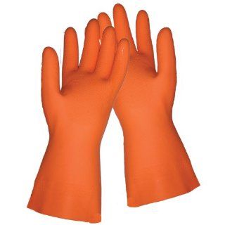 Global Glove 30FT Flock Lined Latex Rubber Diamond Pattern Glove with Straight Cuff, Chemical Resistant, 30 mil Thick, Extra Large, Orange (Case of 144): Industrial & Scientific