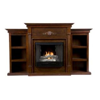 Southern Enterprises Tennyson 70 in. Gel Fuel Fireplace with Bookcases in Espresso FA8545BG
