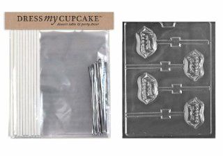 Dress My Cupcake DMCKITH168 Chocolate Candy Lollipop Packaging Kit with Mold, Halloween, Fangs Lollipop: Candy Making Molds: Kitchen & Dining