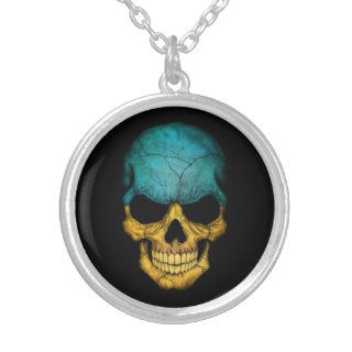 Ukrainian Flag Skull on Black Necklaces