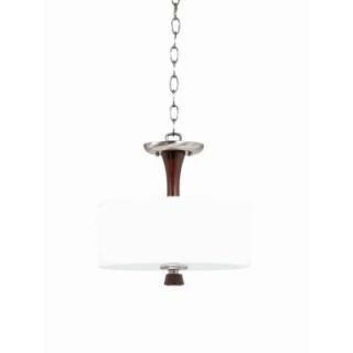 Illumine 2 Light Brushed Steel and Wood Semi Flush Mount with Linen Drum Shade CLI TR32701