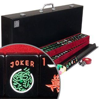 American Jet Black Tiles Mahjong Mah Jongg 166 Set Racks: Toys & Games