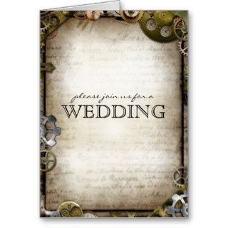 Steampunk Gears Wedding Invitation Greeting Cards