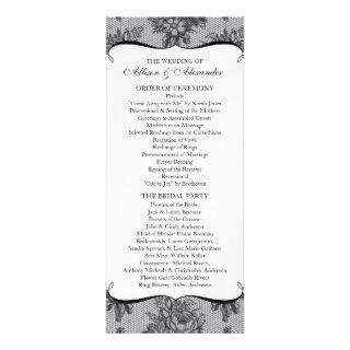 Black French Lace Wedding Program Custom Invitations