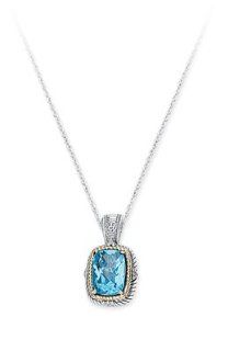 CleverEve's 14K Gold & Sterling Silver Twist Light Blue Topaz Necklace: Pendant Necklaces: Jewelry
