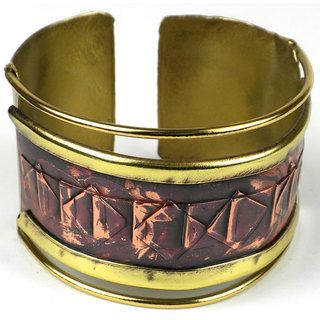 Handcrafted Ancient Diamond Shaped Brass and Copper Cuff (South Africa) Global Crafts Bracelets