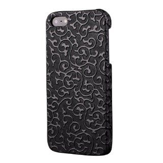 Black PU Leather Palace Flower Pattern Case Cover for iPhone 5 5G + Stylus Pen Cell Phones & Accessories