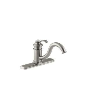 KOHLER Fairfax 1  or 3 Hole Single Control Kitchen Sink Faucet with Escutcheon Less Sidespray in Vibrant Brushed Nickel K 12171 BN
