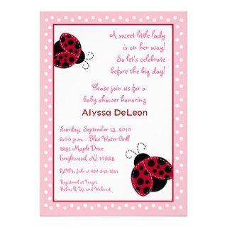 Pretty in Pink Ladybug Baby Shower Invitations