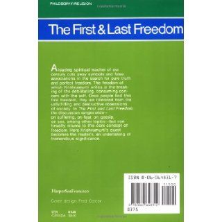 The First and Last Freedom: J. Krishnamurti, Aldous Huxley: 9780060648312: Books