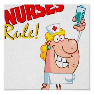 nurses rule cute cartoon nurse print