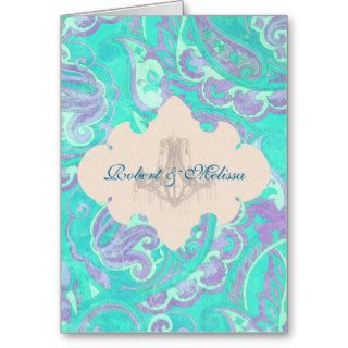 Turquoise & Lavende Paisley Wedding Thank You Card