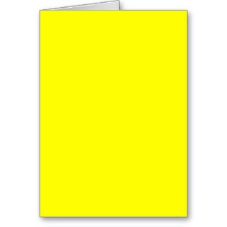 Pure Yellow   Neon Lemon Bright Template Blank Greeting Cards